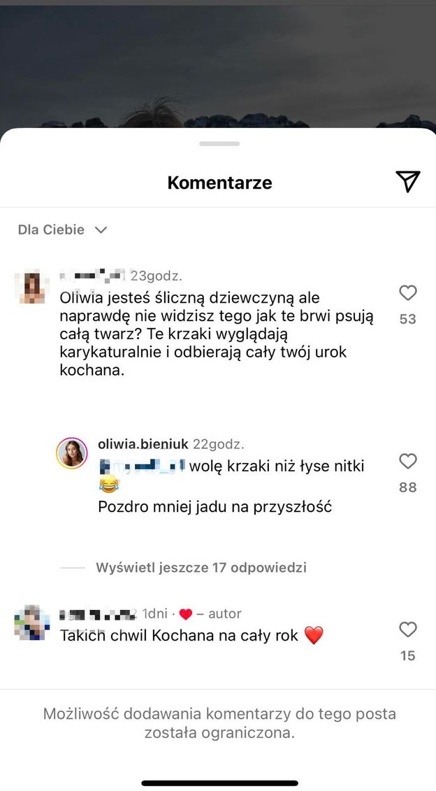 Oliwia Bieniuk zapozowała na tle włoskich gór. Internautka porównała jej brwi do KRZAKÓW. Młoda celebrytka ODPOWIEDZIAŁA (FOTO)