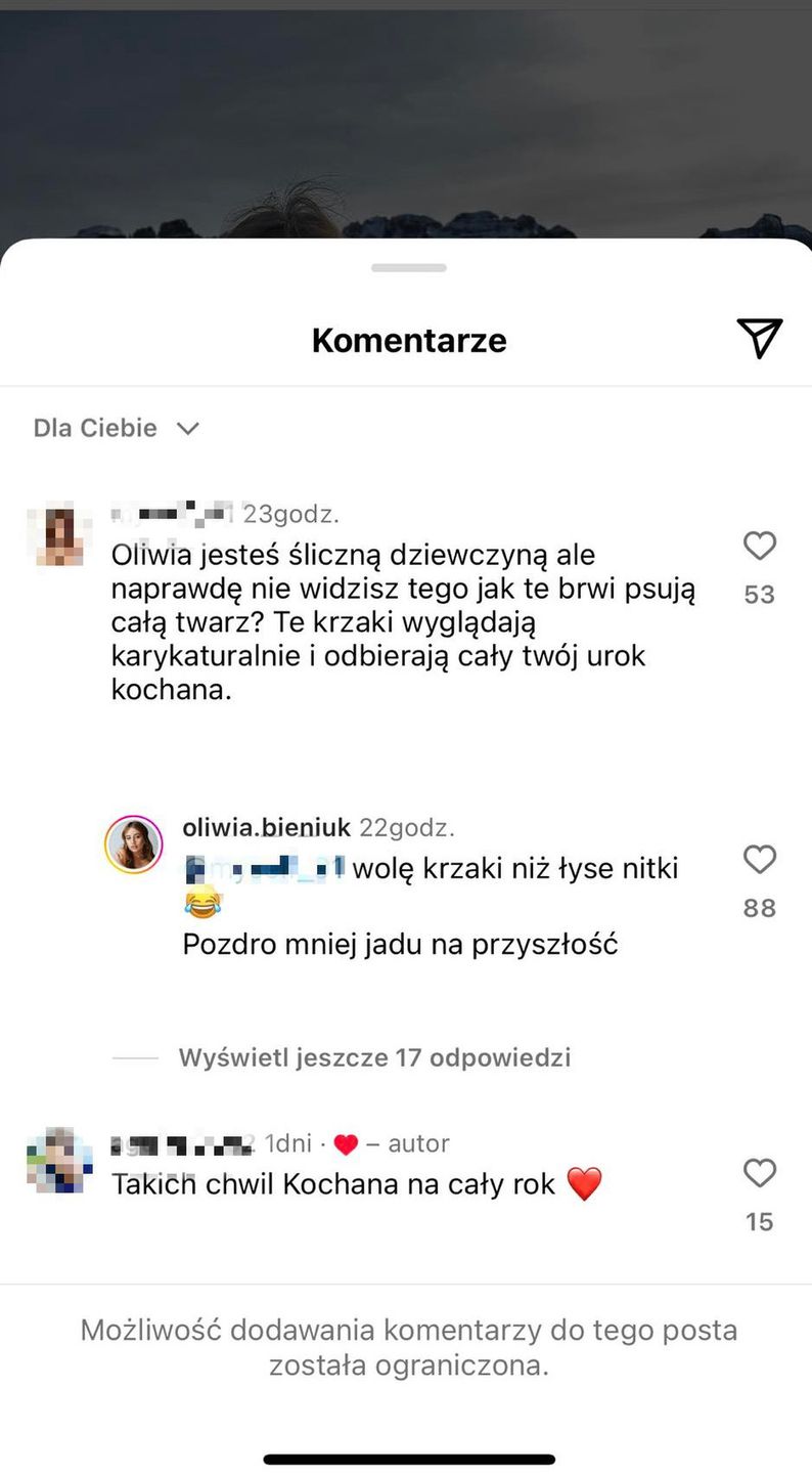 Oliwia Bieniuk zmierzyła się z krytyką na swój temat