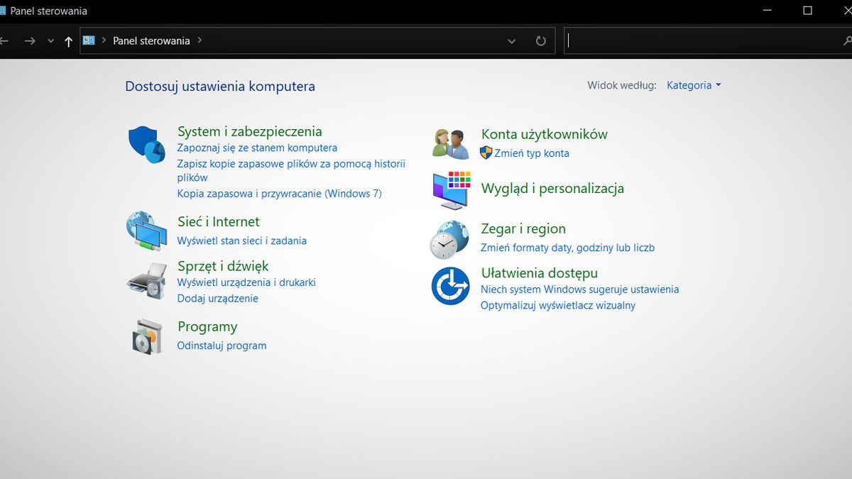 Panel sterowania w Windows 10, fot. Oskar Ziomek
