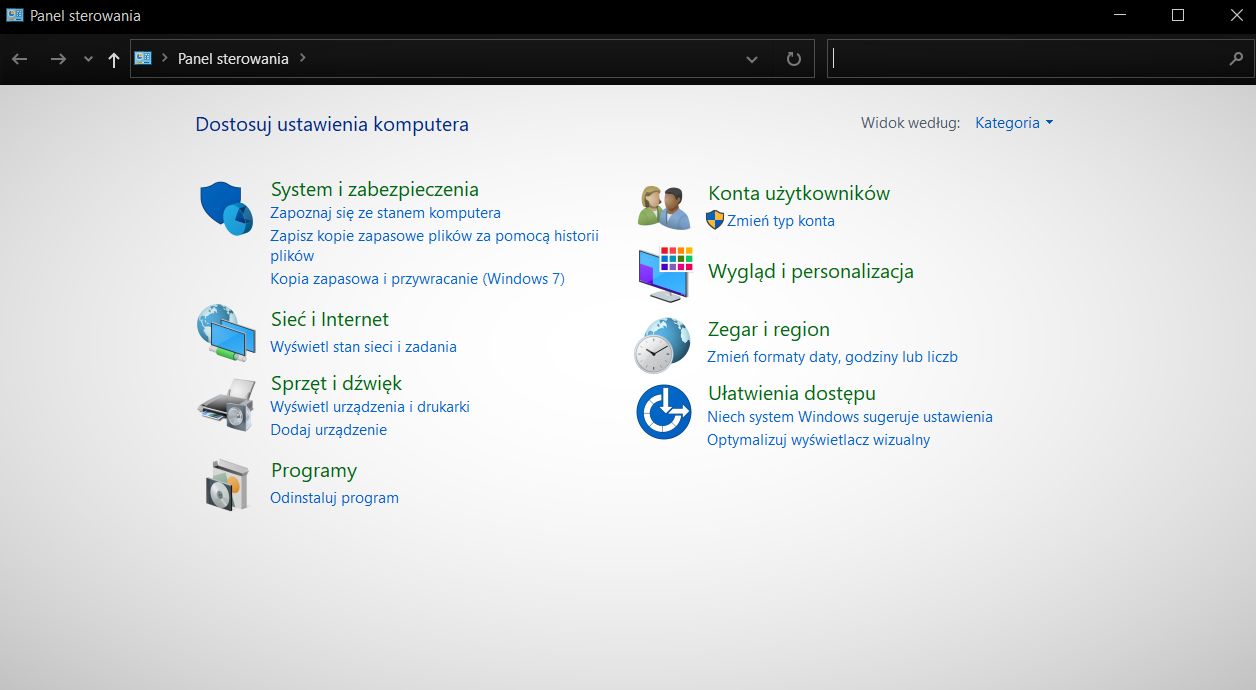 Panel sterowania w Windows 10, fot. Oskar Ziomek