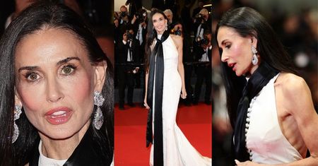 Niepokojąco szczupła Demi Moore eksponuje WYSTAJĄCE ŻEBRA na festiwalu w Cannes (ZDJĘCIA)