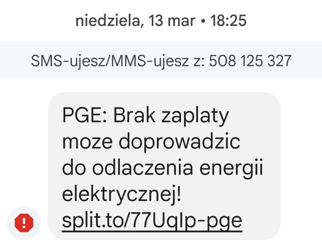 Fałszywy SMS o odłączeniu energii elektrycznej