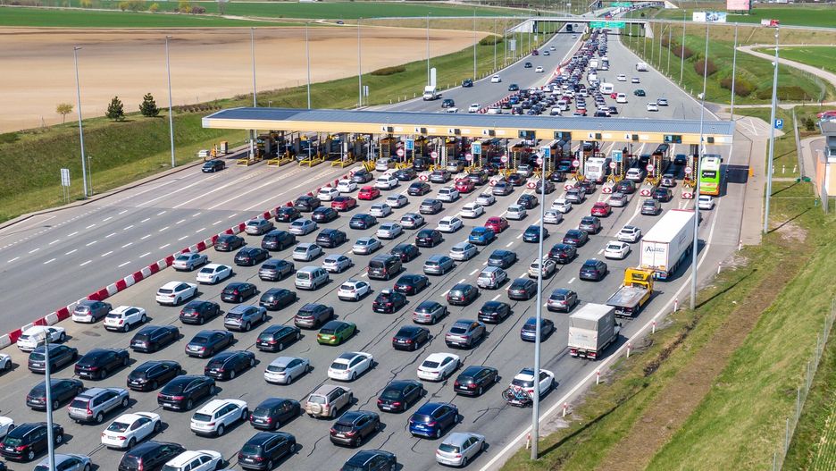Korek na autostradzie A1 w Rusocinie