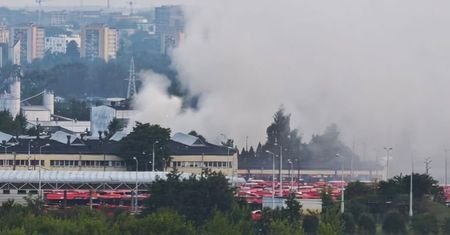 Nocny pożar na ul. Grygowej w Lublinie. Płonął pustostan po niedokończonej inwestycji Wikana Biznes Park