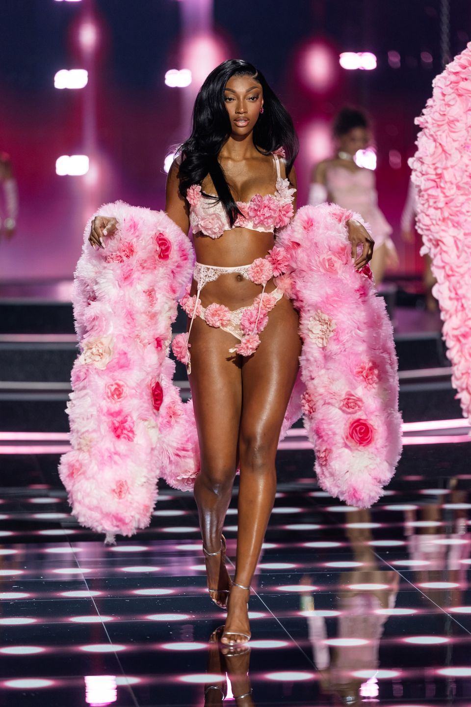 NEW YORK, NEW YORK - OCTOBER 15: Angel Reese walks the runway during the Victoria's Secret Fashion Show at Steiner Studios on October 15, 2025 in New York City. (Photo by TheStewartofNY/FilmMagic)