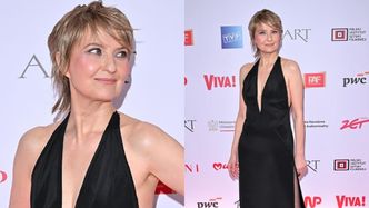 Orły 2026. Izabela Kuna czaruje w eleganckiej sukni z dekoltem i rozcięciem (ZDJĘCIA)