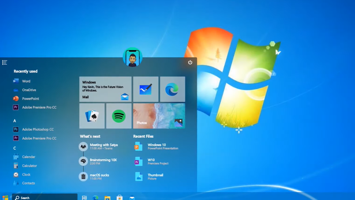 Koncept Windows 10 z obsługą motywów starszych systemów, fot. YouTube/ the Hacker 34