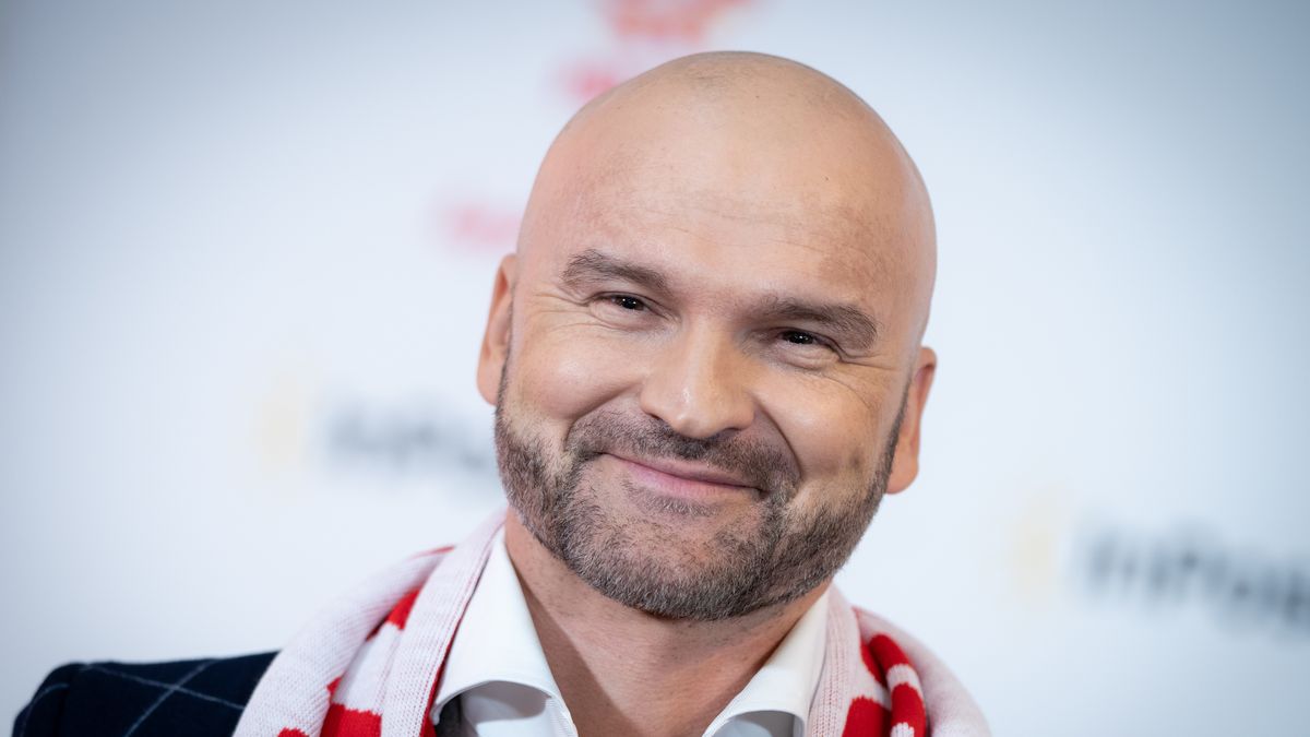 Rafal Brzoska during the press conference on the announcement of InPost as a strategic sponsor of the Polish Football Association and Poland national football team, at PGE National Stadium in Warsaw, Poland on May 30, 2022 (Photo by Mateusz Wlodarczyk/NurPhoto via Getty Images)