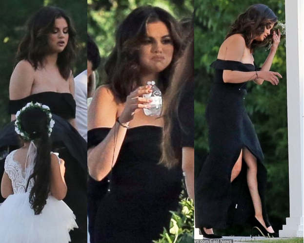 Selena Gomez w czarnej sukience bawi się na weselu kuzynki (FOTO)