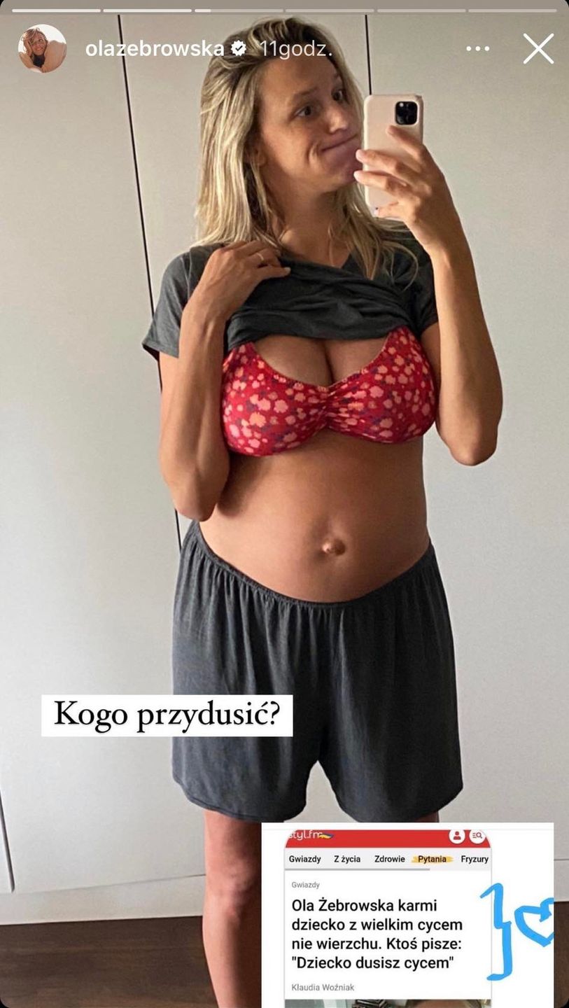 Aleksandra Żebrowska pokazuje figurę po ciąży i komentuje nagłówek jednego z newsów