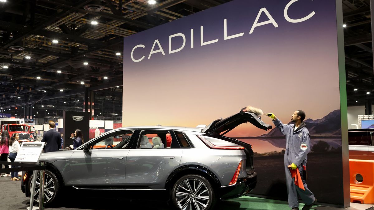 CHICAGO, ILLINOIS - FEBRUARY 09: Cadillac shows off their 2023 Lyriq Debut Edition electric SU at the Chicago Auto Show on February 09, 2023 in Chicago, Illinois. The show, which is the nation's largest and longest-running auto show, opens to the public on February 11.  (Photo by Scott Olson/Getty Images)