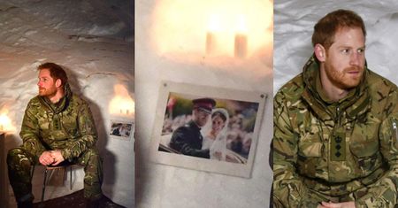 Smutny i zmarznięty książę Harry siedzi w igloo ze zdjęciem Meghan Markle (FOTO)