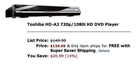 Super wyprzedaż w Amazon - Toshiba HD-A3 już za $129