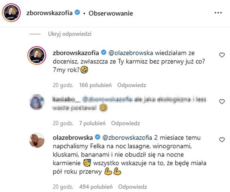 Rozmowa Oli Żebrowskiej i Zofii Zborowskiej na Instagramie