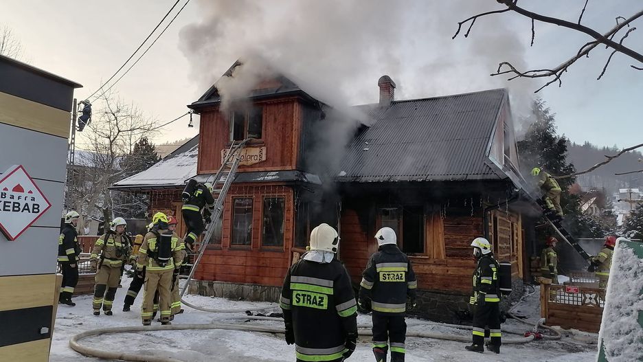 Pożar drewnianego domu w Szczyrku 