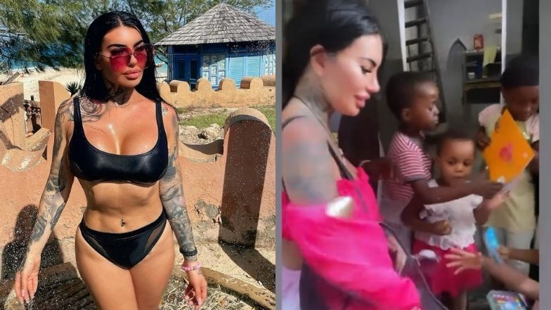 Anna Renusz rozdaje prezenty dzieciom na Zanzibarze