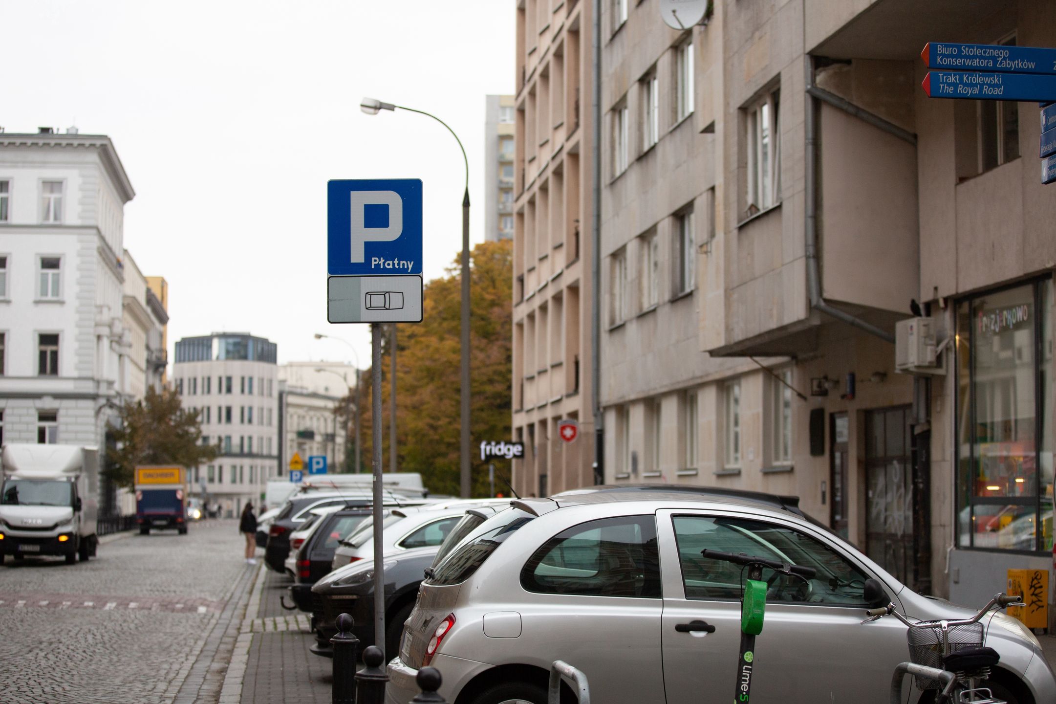 Samochody w strefie płatnego parkowania