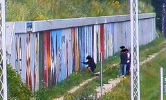 Antywojenne murale zdewastowane. Chuligani nagrani przez monitoring