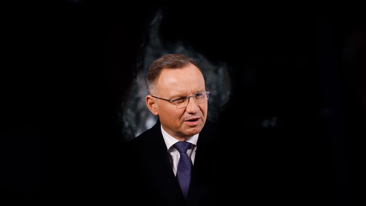 Andrzej Duda, Poland's president, during a Bloomberg Television interview on day two of the World Economic Forum (WEF) in Davos, Switzerland, on Wednesday, Jan. 17, 2024. The annual Davos gathering of political leaders, top executives and celebrities runs from January 15 to 19. Photographer: Stefan Wermuth/Bloomberg via Getty Images