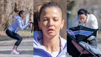 Odsłaniamy KULISY treningów Anny Lewandowskiej! Ania zasuwa z wózkiem, a 5 metrów za nią ASYSTENTKA Z TELEFONEM (ZDJĘCIA)