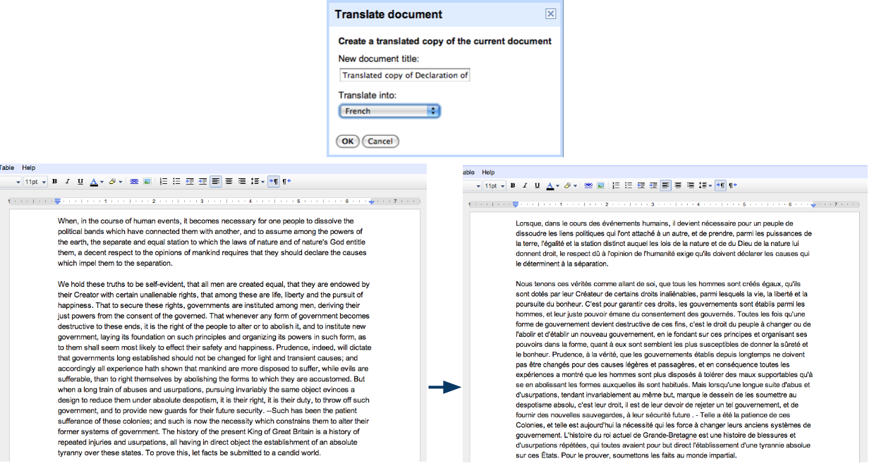 Google Docs będą tłumaczyć wszystko 2