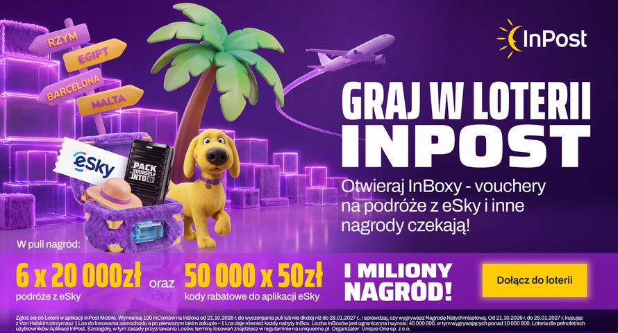 eSky znów partnerem loterii InPost. Kampania z influencerami i Paczkomatami