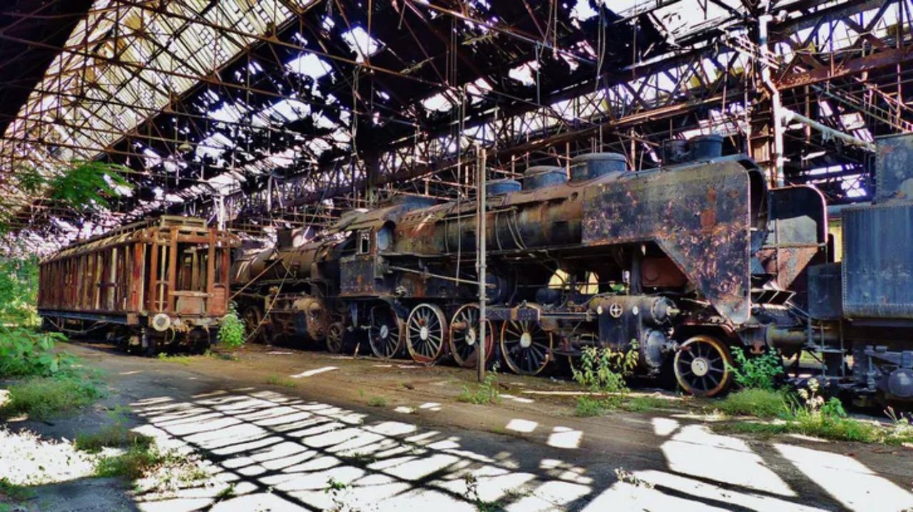 Abandoned train graveyard near Budapest