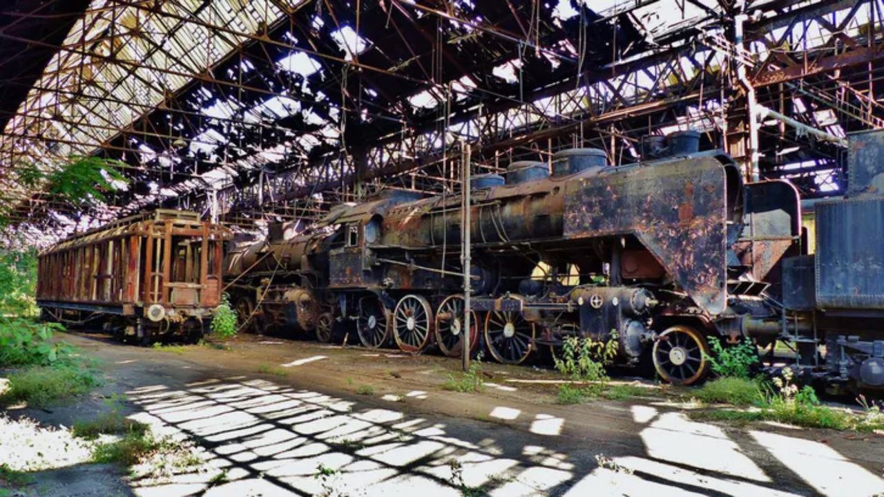 Abandoned train cemetery near Budapest