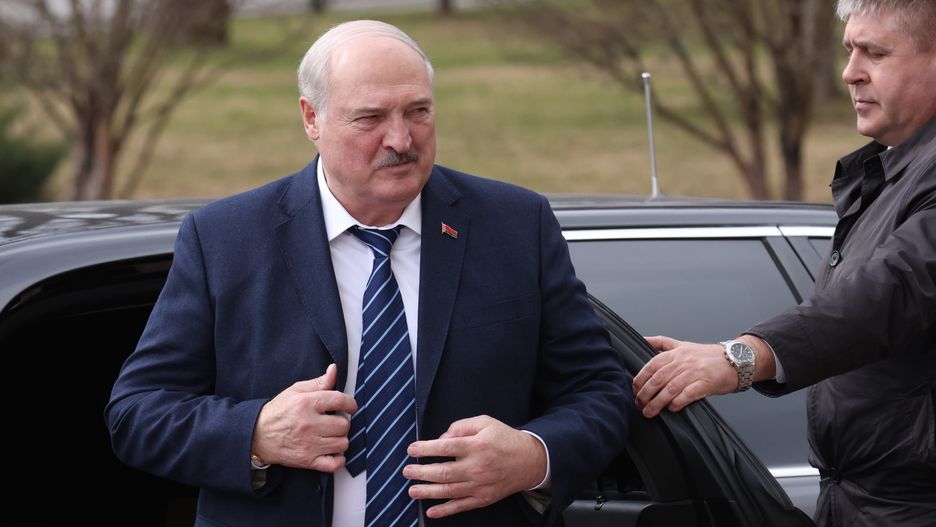 MOSCOW, RUSSIA - APRIL 12 (RUSSIA OUT) Belarussian President Alexander Lukashenko leaves his car while arriving to the talks with Vladimir Putin at the Kremlin on April 12, 2024, in Moscow, Russia. Preisdent of Belarus Lukashenko is on a two-day trip to Russia. (Photo by Contributor/Getty Images)