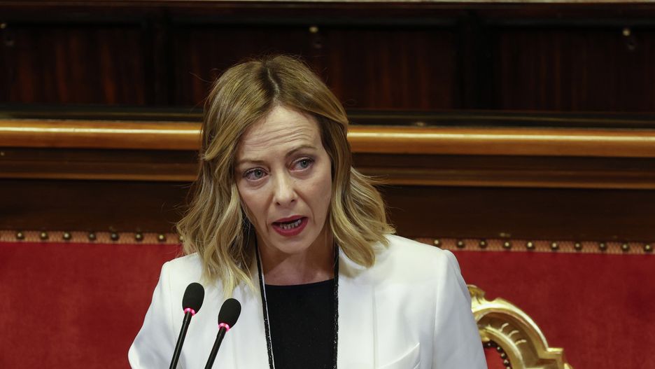 ROME, ITALY - JANUARY 29: Italian Premier Giorgia Meloni speaks during the opening session of the Italy-Africa conference in Rome, Italy, on January 29, 2024. At the summit with African leaders and top European Union officials, Premier Meloni hopes to address key energy and migration issues. (Photo by Riccardo De Luca/Anadolu via Getty Images)