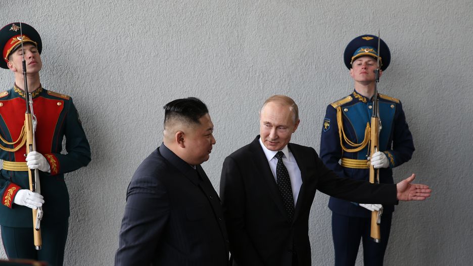 Przywódca Korei Północnej Kim Dzong Un oraz prezydent Rosji Władimir Putin