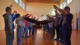 Radliczyce: Bliskie spotkanie z dzikimi ptakami w Zespole Szkół. Takie atrakcje organizuje fundacja Skrzydła Lasu. ZDJĘCIA