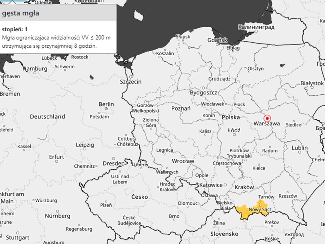 Uwaga Małopolska. Pojawi się w nocy. IMGW ostrzega