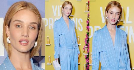 Zaspana Rosie Huntington-Whiteley świętuje premierę "wody kolagenowej"