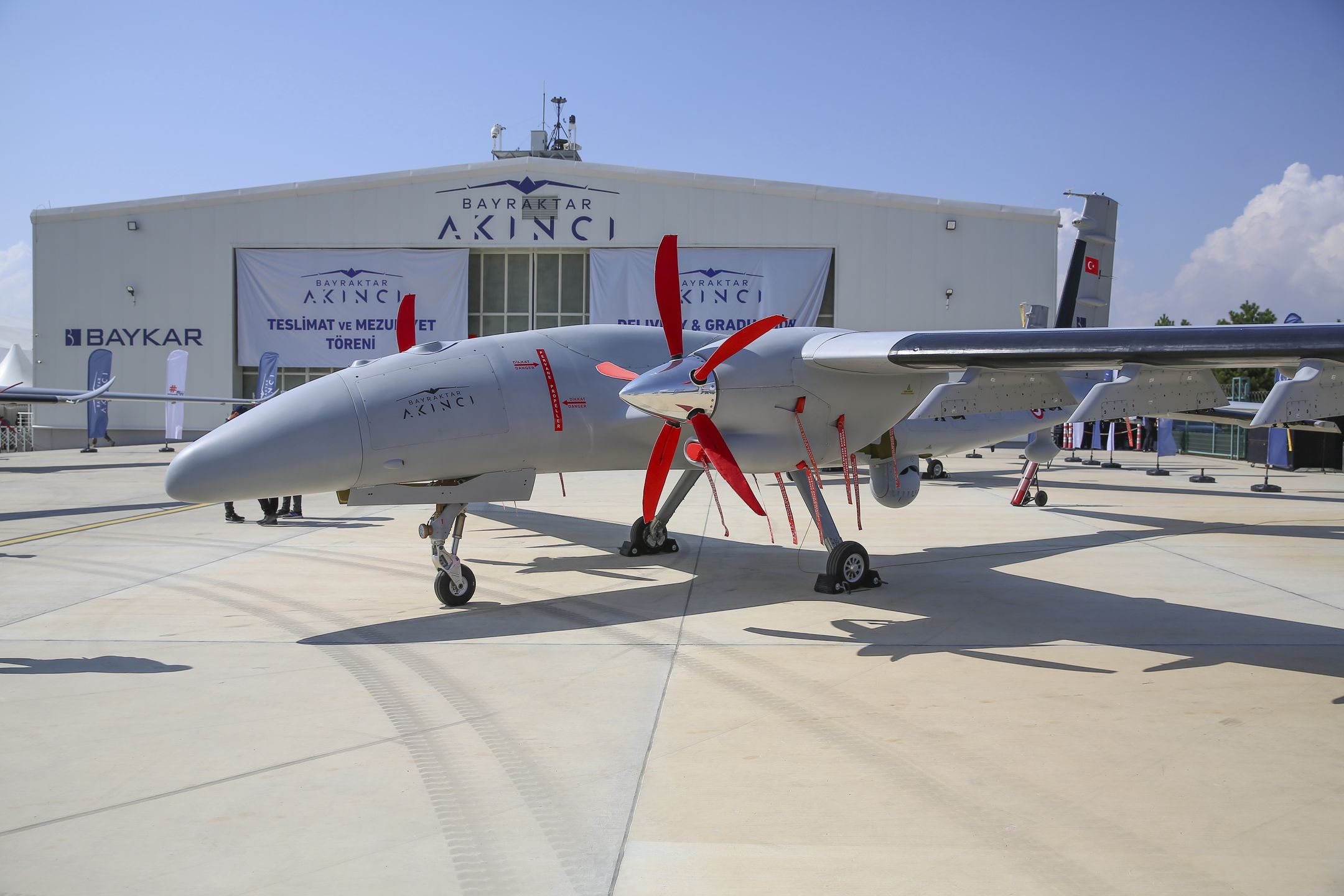 ISTANBUL, TURKEY - AUGUST 29: A view from Corlu Airport Base Command AkincÄ± Flight Training and Test Center ahead of the delivery and graduation ceremony for Bayraktar Akinci, unmanned combat aerial vehicle, on August 29, 2021 in Istanbul, Turkey. (Photo by Serhat Cagdas/Anadolu Agency via Getty Images)
