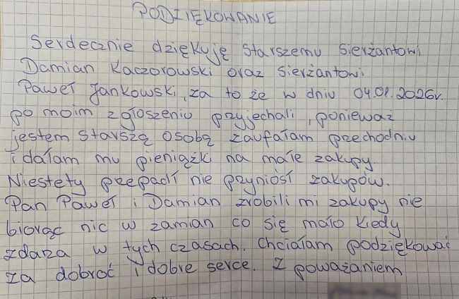 Poruszona kobieta postanowiła podziękować policjantom