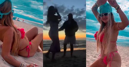 Agnieszka Kotońska dokazuje nad Bałtykiem. Zapozowała w różowym bikini i wylądowała w ramionach męża (ZDJĘCIA)