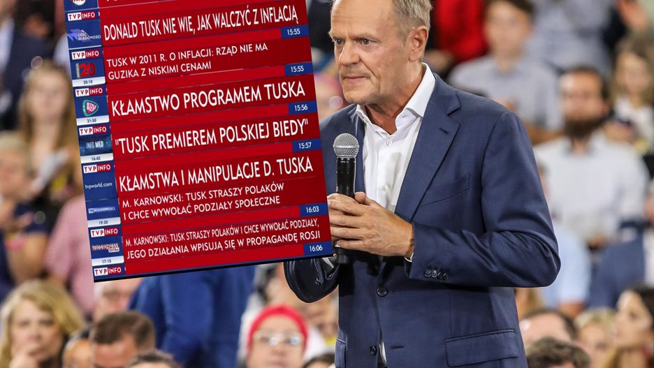 Tusk przemawiał w Radomiu, a w TVP Info cisza. Do czasu