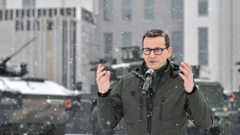 Mateusz Morawiecki
Siedlce, 30.01.2023. Premier Mateusz Morawiecki podczas wizyty w siedzibie 18. Dywizji Zmechanizowanej im. gen. broni Tadeusza Buka w Siedlcach, 30 bm. (amb) PAP/Przemys�aw Pi�tkowski
Przemys�aw Pi�tkowski
18. Dywizja Zmechanizowana, armia, minister, MON, obrona, polityk, polityka, wizyta