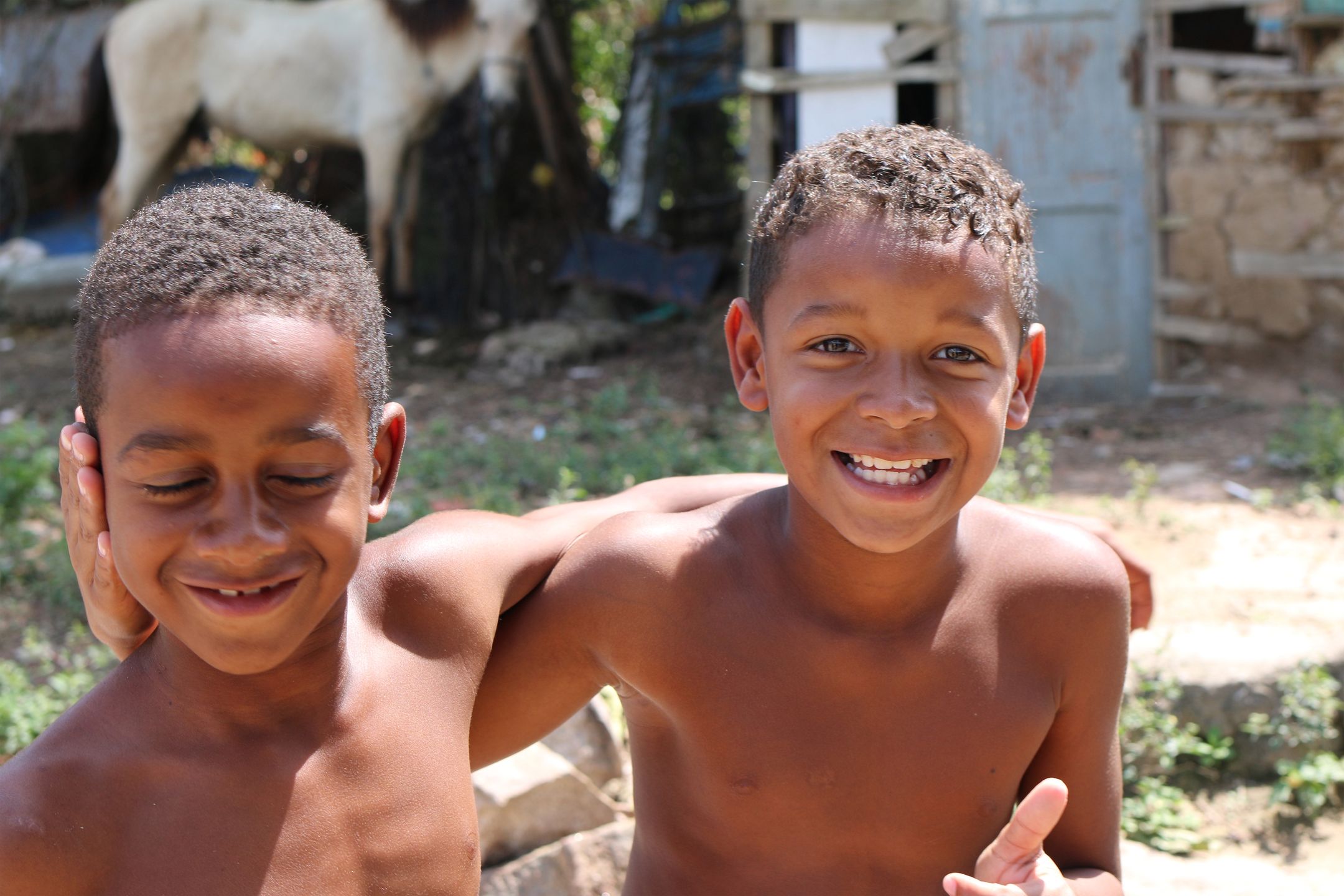 Dzieci z faweli w kompleksie Alemao