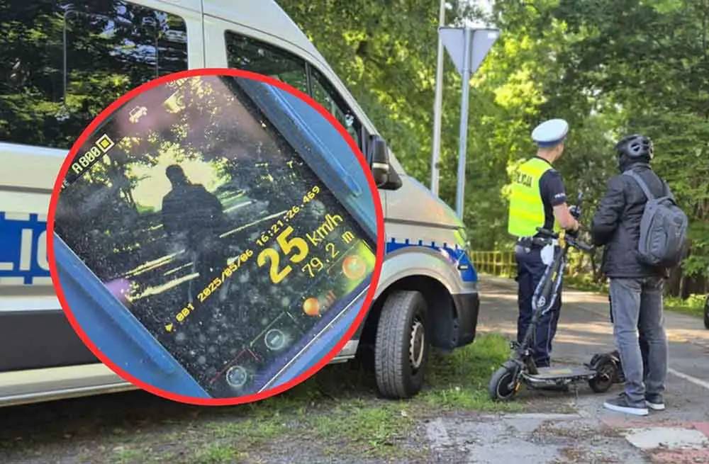 Zielona Góra. Pierwszy raz drogówka mierzyła prędkość elektrycznych hulajnóg i rowerów