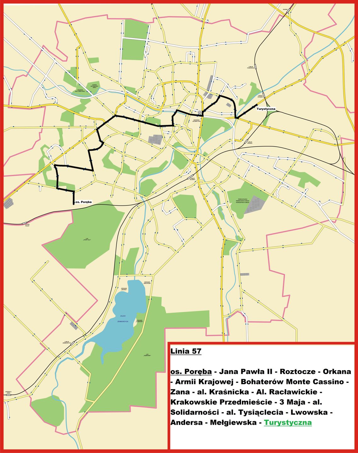 Mapa Linii 57