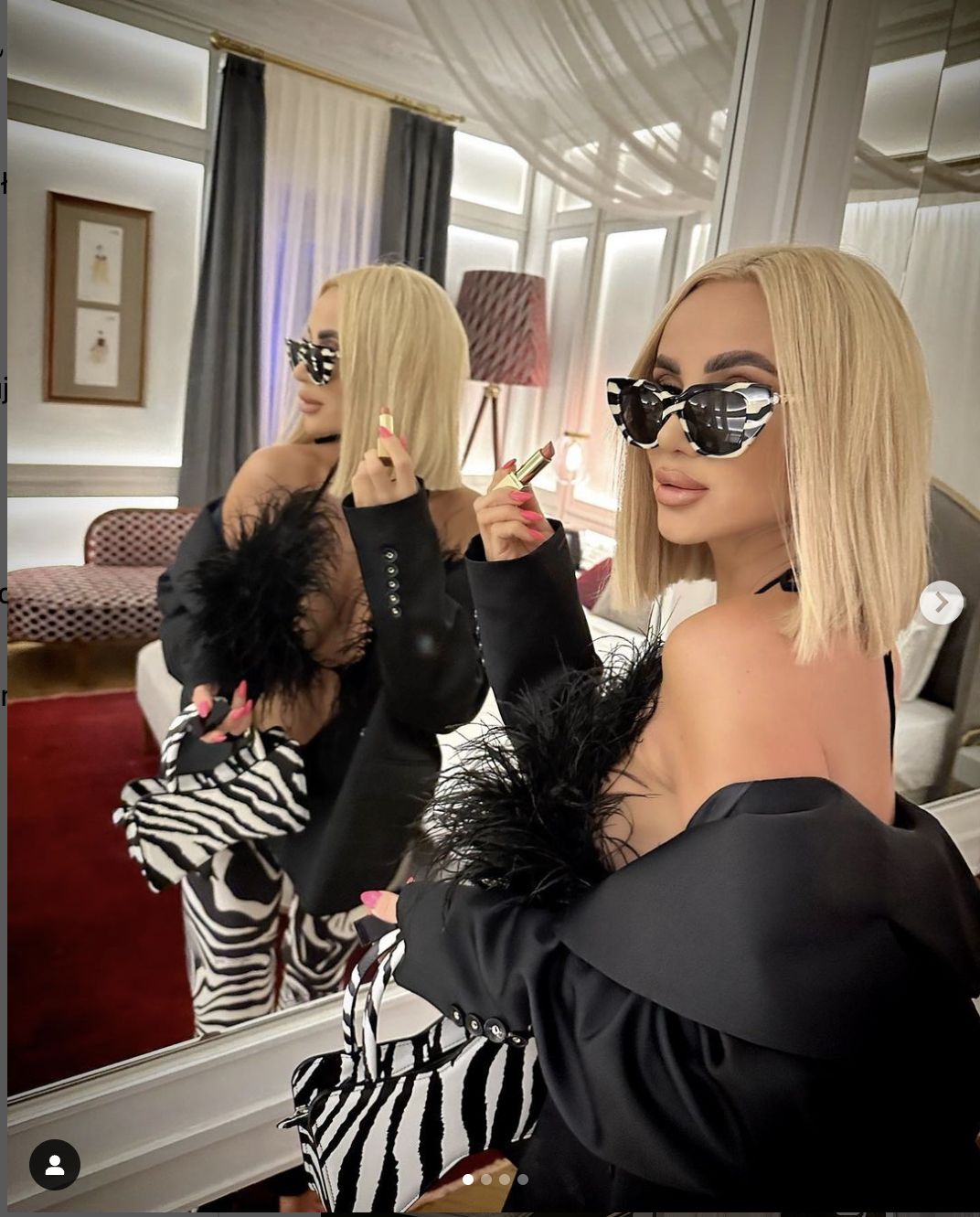 Izabela Macudzińska w stylizacji w zeberkę