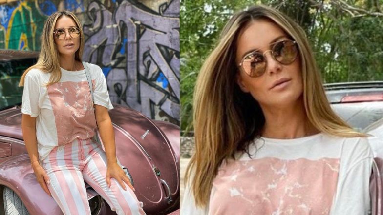 Małgorzata Rozenek pozuje z różowym autem