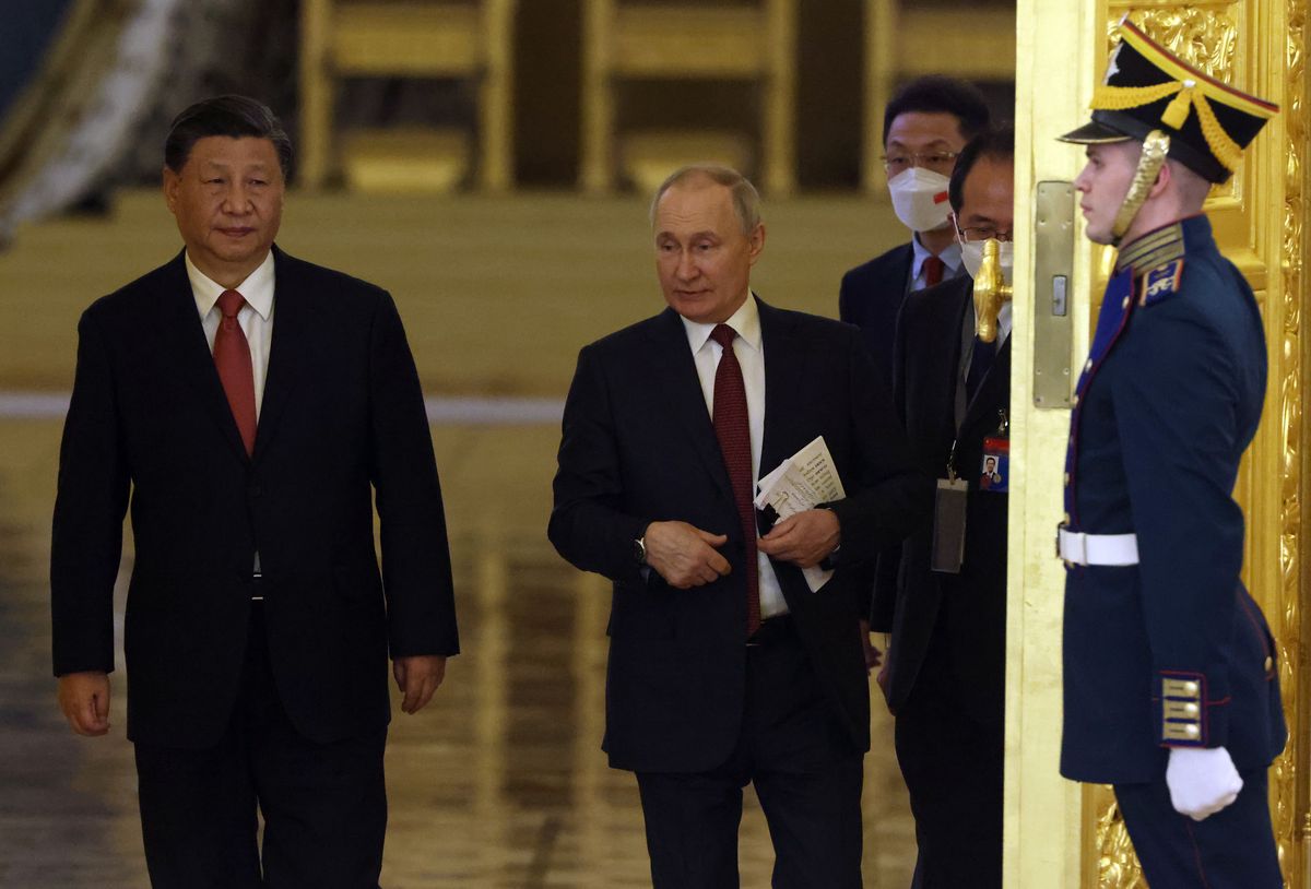 Prezydent Chin Xi Jinping i prezydent Rosji Władimir Putin