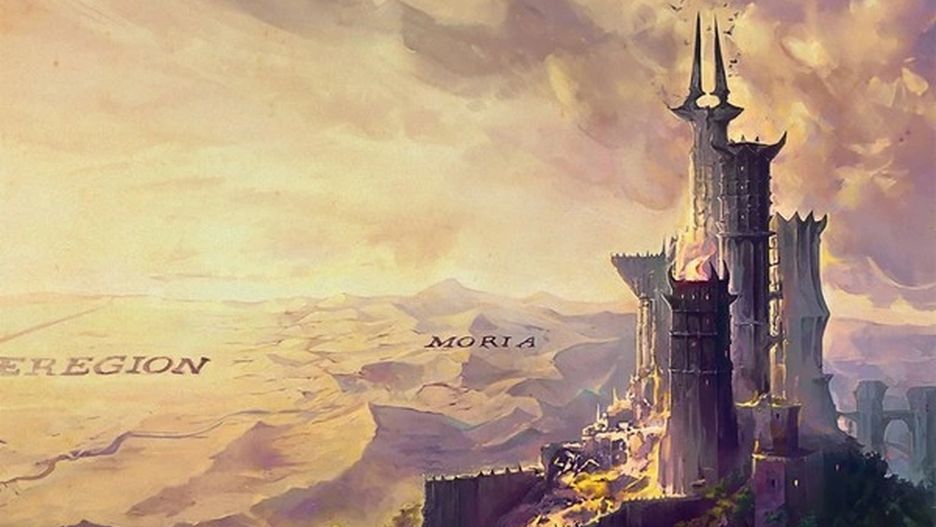 Fragment okładki "Atlasu Śródziemia" z ilustracją Macieja Łaszkiewicza