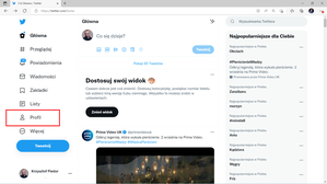 Twitter: udajemy się do ustawień Profilu