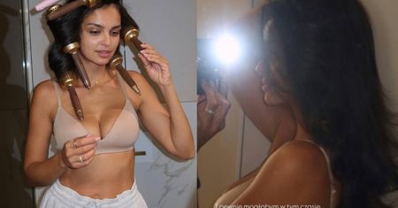 Naturalna Klaudia El Dursi w staniku nadaje z łazienki z głową pełną szczotek (FOTO)