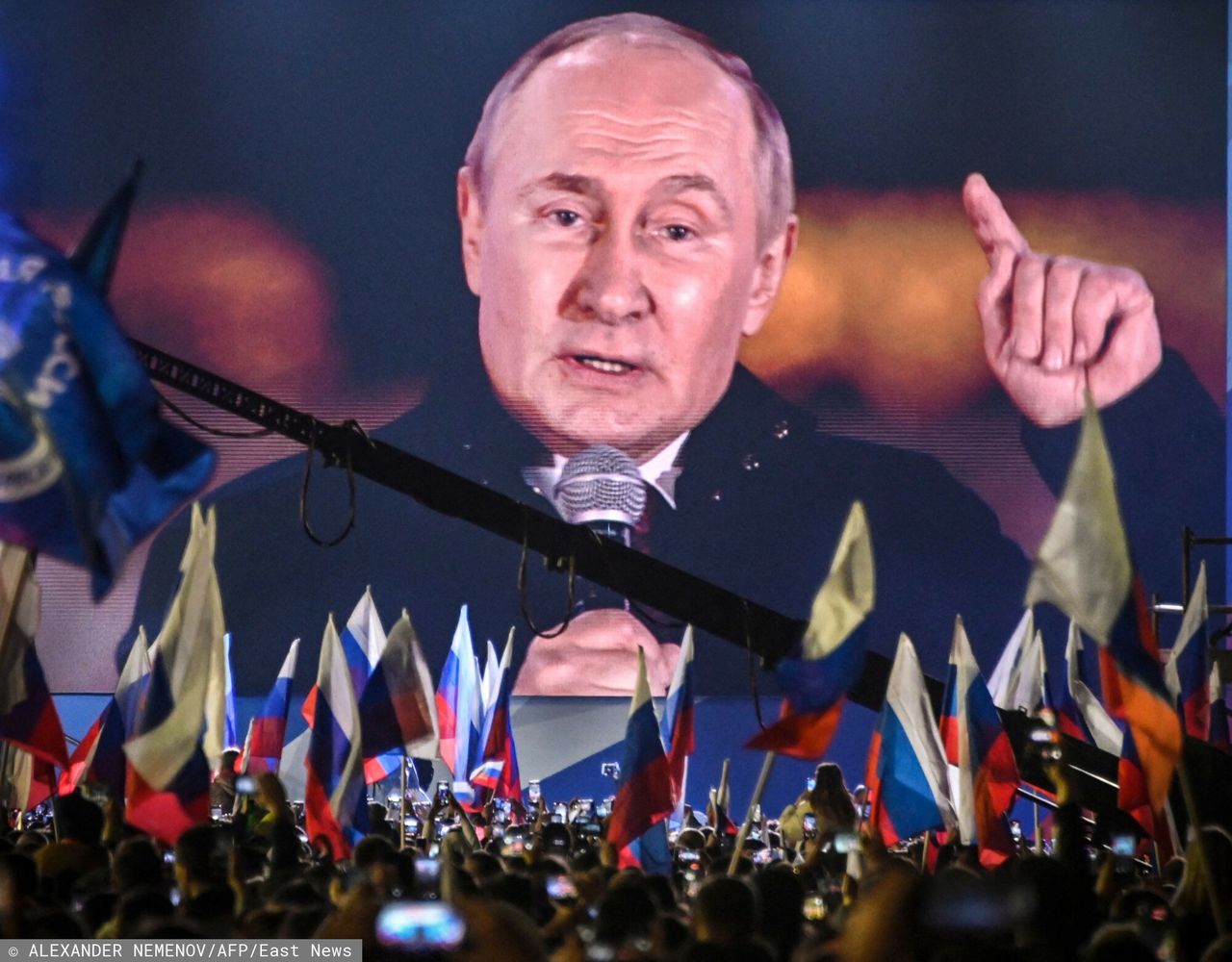 Władimir Putin podczas wystąpienia na Placu Czerwonym w Moskwie