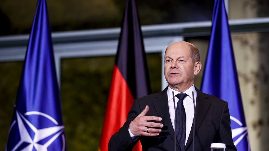 BERLIN, GERMANY - DECEMBER 01: German Chancellor Olaf Scholz and NATO Secretary General Jens Stoltenberg hold a joint news conference in Berlin, Germany on December 01, 2022. (Photo by Abdulhamid Hosbas/Anadolu Agency via Getty Images)
